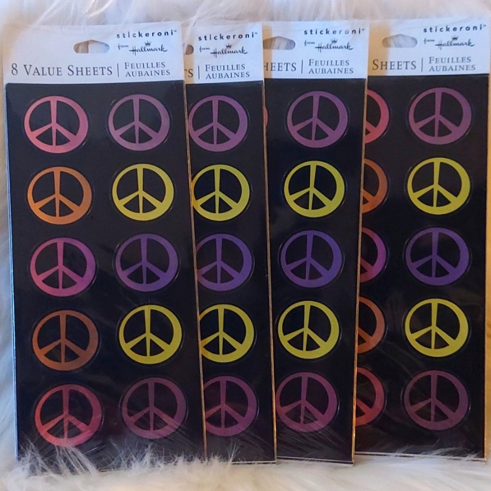 4 pack Hallmark Metallic Peace Sign Stickers